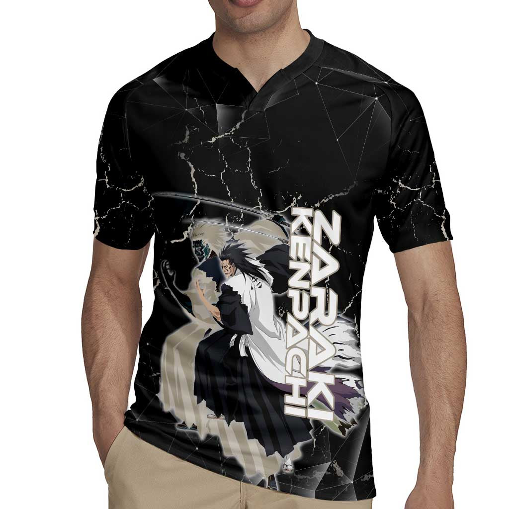 Zaraki Kenpachi Bleach Rugby Jersey Dark Marble Anime Shatter Style