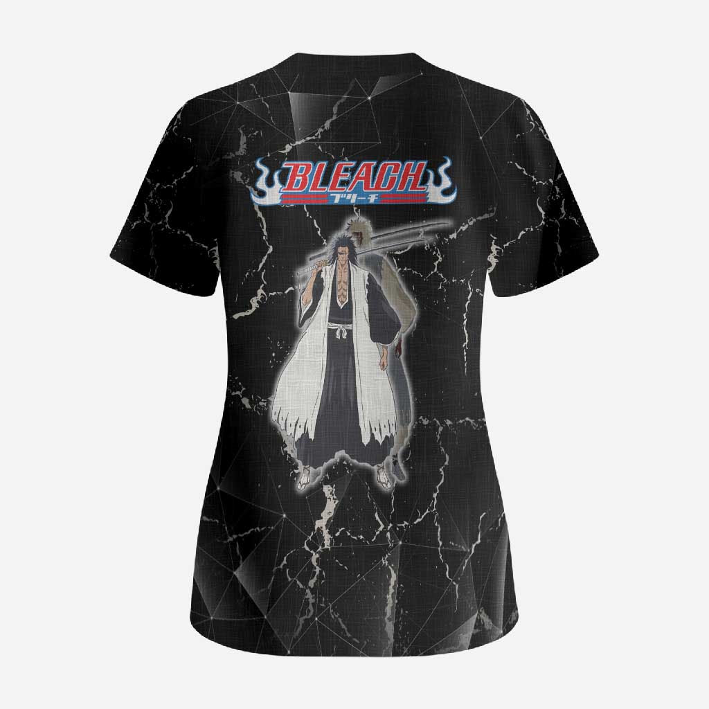 Zaraki Kenpachi Bleach Scrub Top Dark Marble Anime Shatter Style