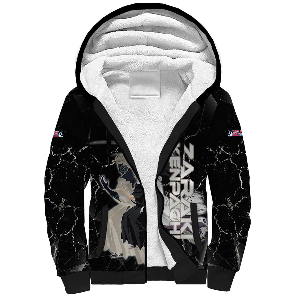 Zaraki Kenpachi Bleach Sherpa Hoodie Dark Marble Anime Shatter Style