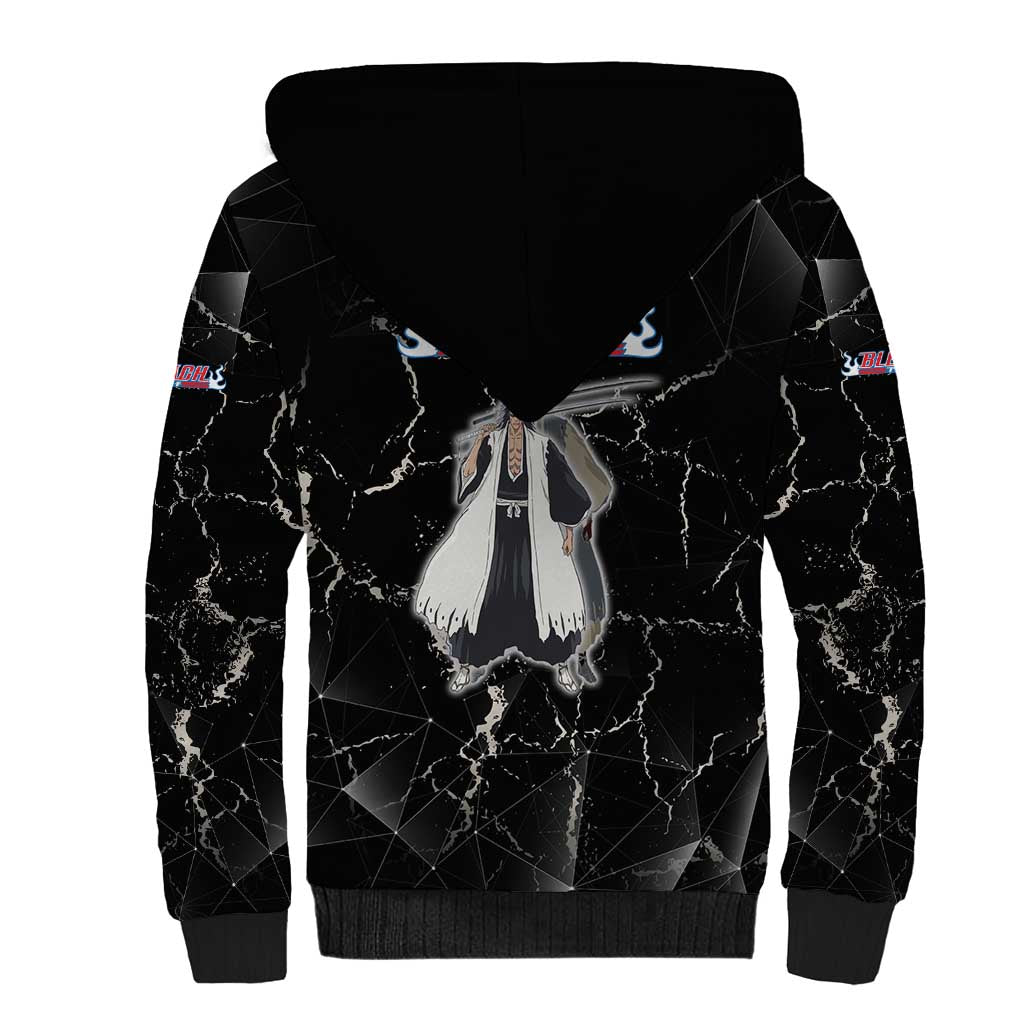 Zaraki Kenpachi Bleach Sherpa Hoodie Dark Marble Anime Shatter Style