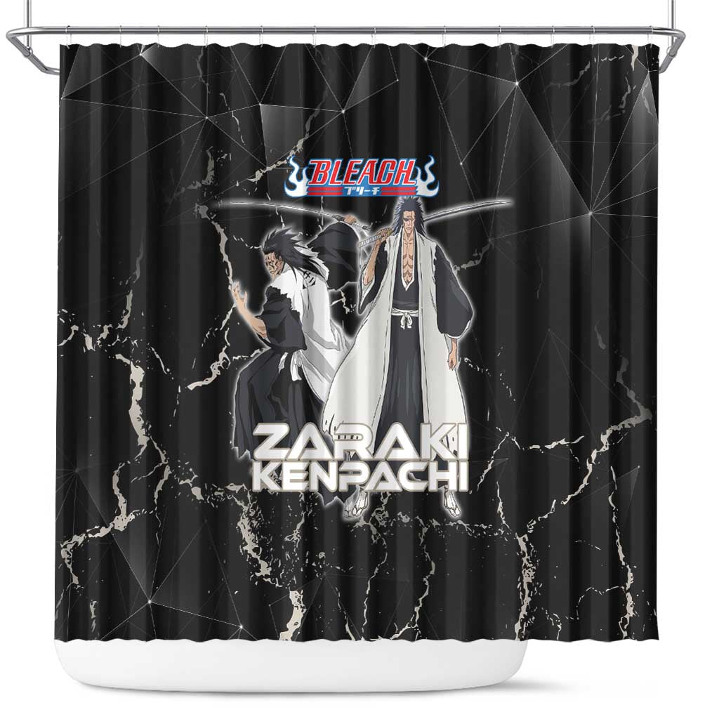 Zaraki Kenpachi Bleach Shower Curtain Dark Marble Anime Shatter Style