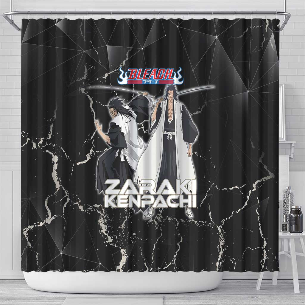 Zaraki Kenpachi Bleach Shower Curtain Dark Marble Anime Shatter Style
