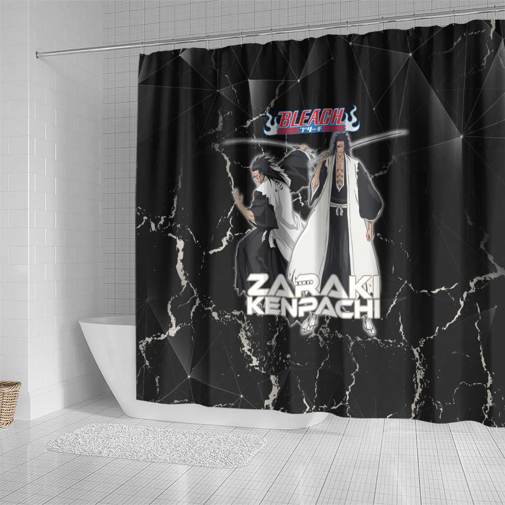 Zaraki Kenpachi Bleach Shower Curtain Dark Marble Anime Shatter Style