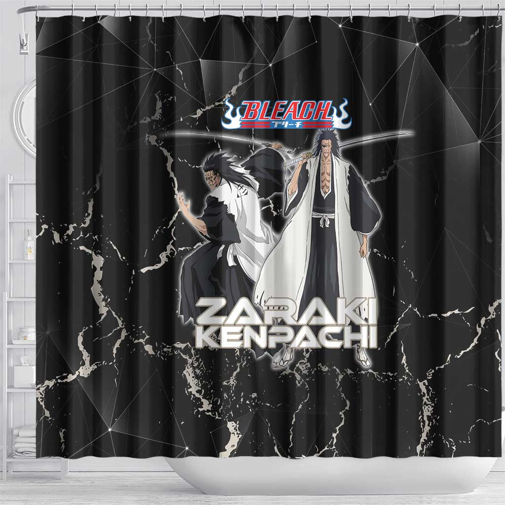 Zaraki Kenpachi Bleach Shower Curtain Dark Marble Anime Shatter Style