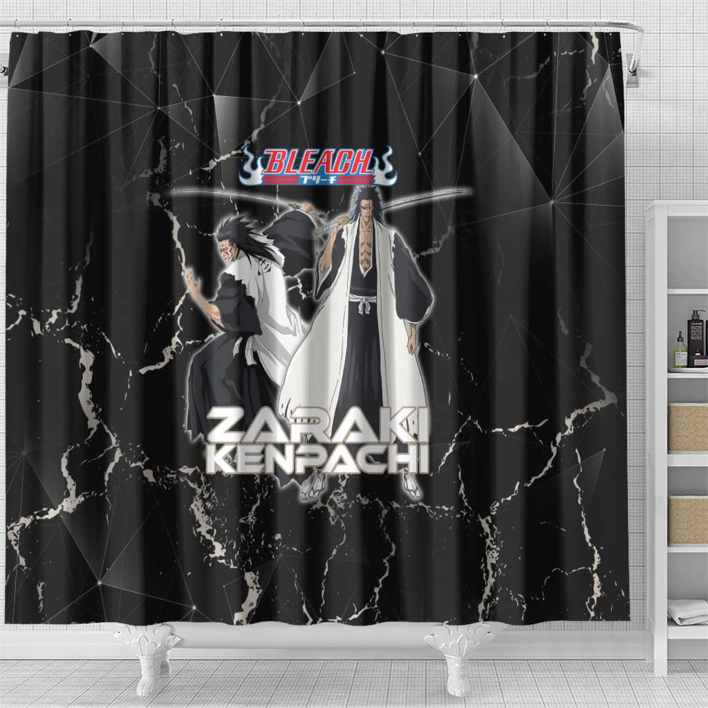 Zaraki Kenpachi Bleach Shower Curtain Dark Marble Anime Shatter Style