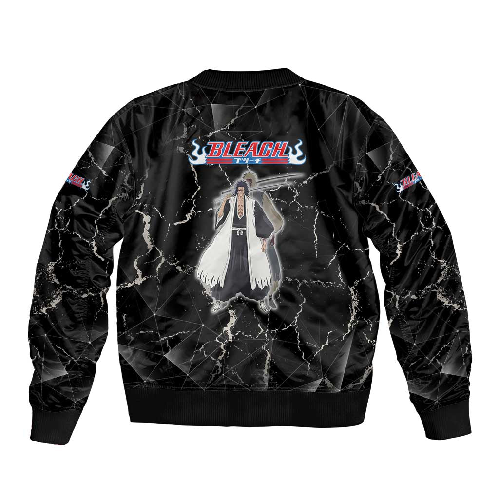 Zaraki Kenpachi Bleach Sleeve Zip Bomber Jacket Dark Marble Anime Shatter Style