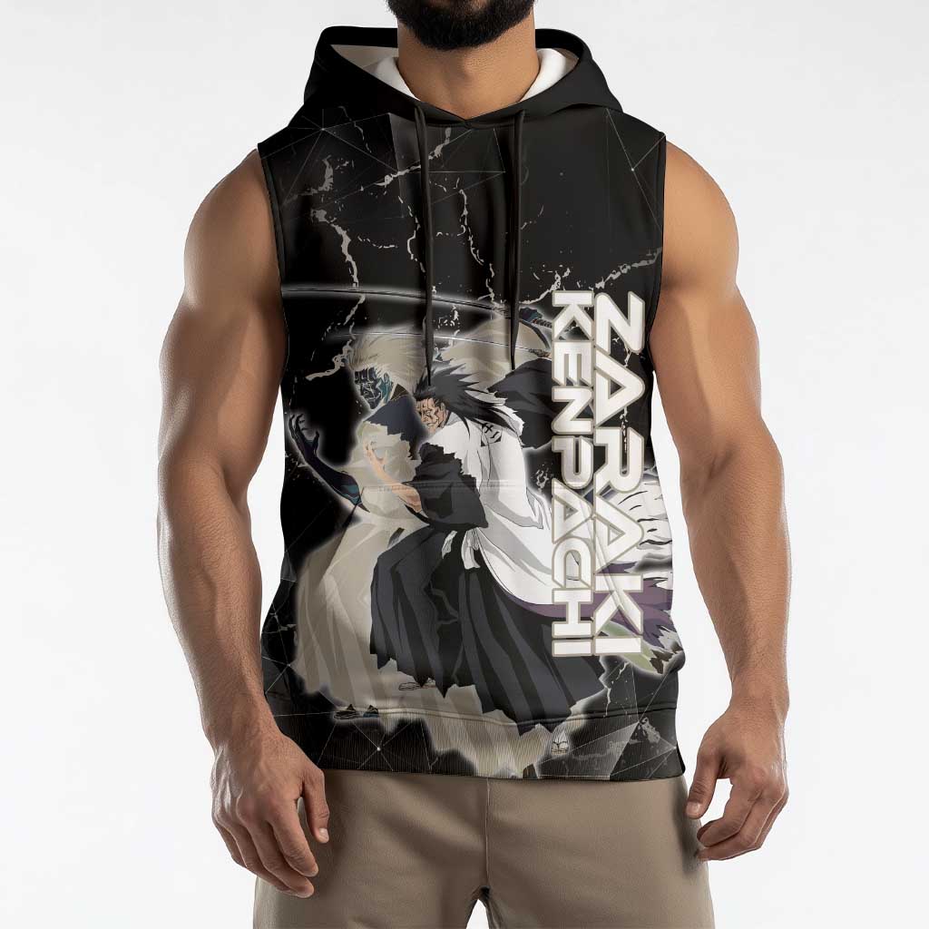 Zaraki Kenpachi Bleach Sleeveless Hoodie Dark Marble Anime Shatter Style