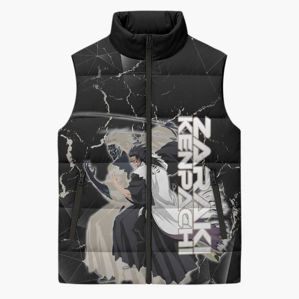 Zaraki Kenpachi Bleach Sleeveless Puffer Jacket Dark Marble Anime Shatter Style