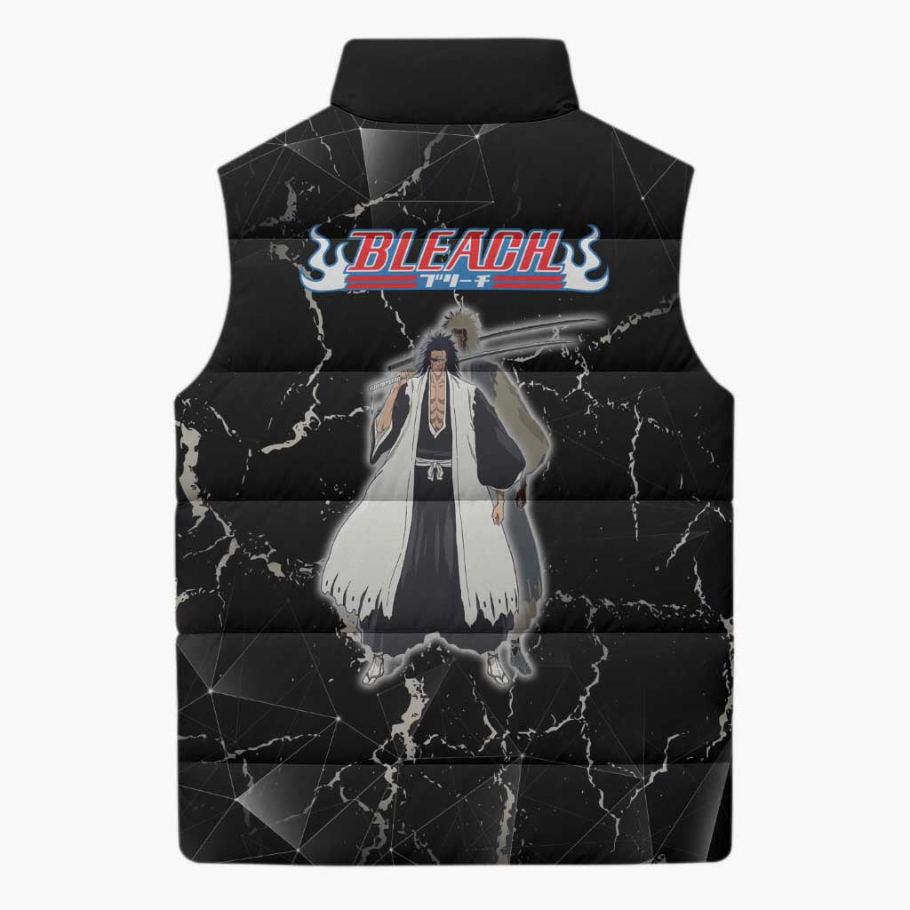 Zaraki Kenpachi Bleach Sleeveless Puffer Jacket Dark Marble Anime Shatter Style