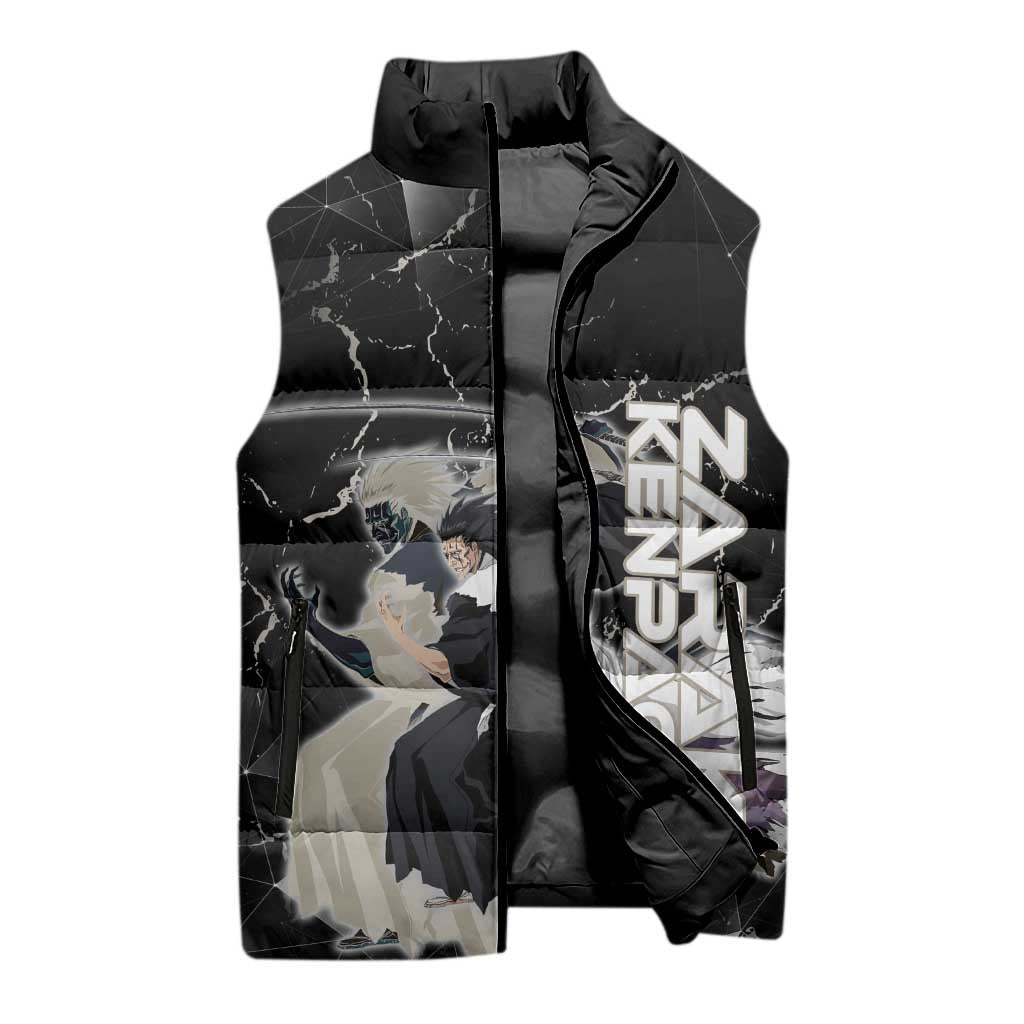 Zaraki Kenpachi Bleach Sleeveless Puffer Jacket Dark Marble Anime Shatter Style