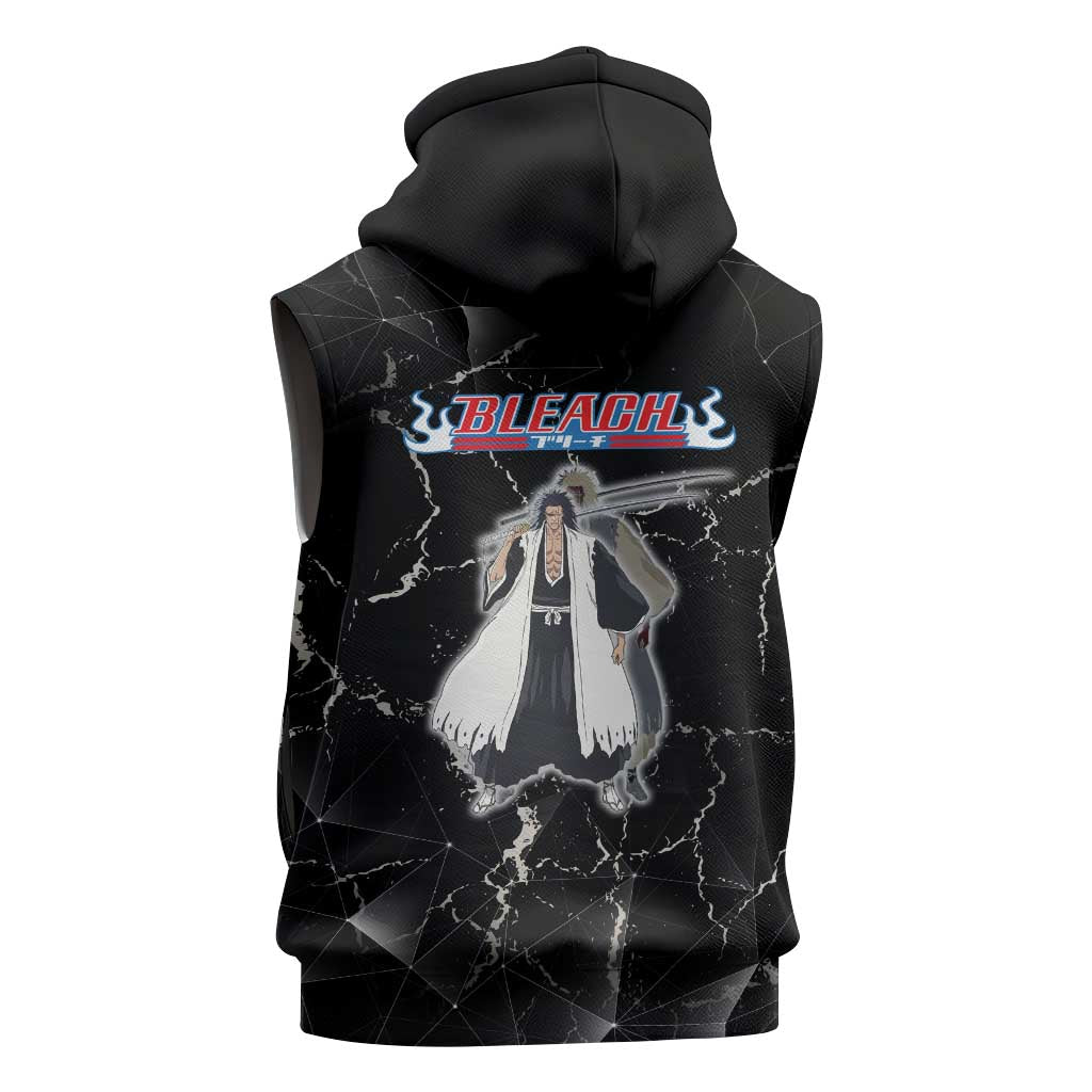 Zaraki Kenpachi Bleach Sleeveless Zip Hoodie Dark Marble Anime Shatter Style