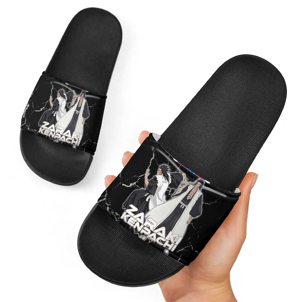 Zaraki Kenpachi Bleach Slide Sandals Dark Marble Anime Shatter Style
