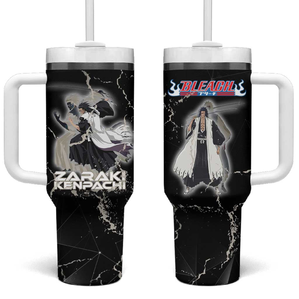 Zaraki Kenpachi Bleach Tumbler With Handle Dark Marble Anime Shatter Style