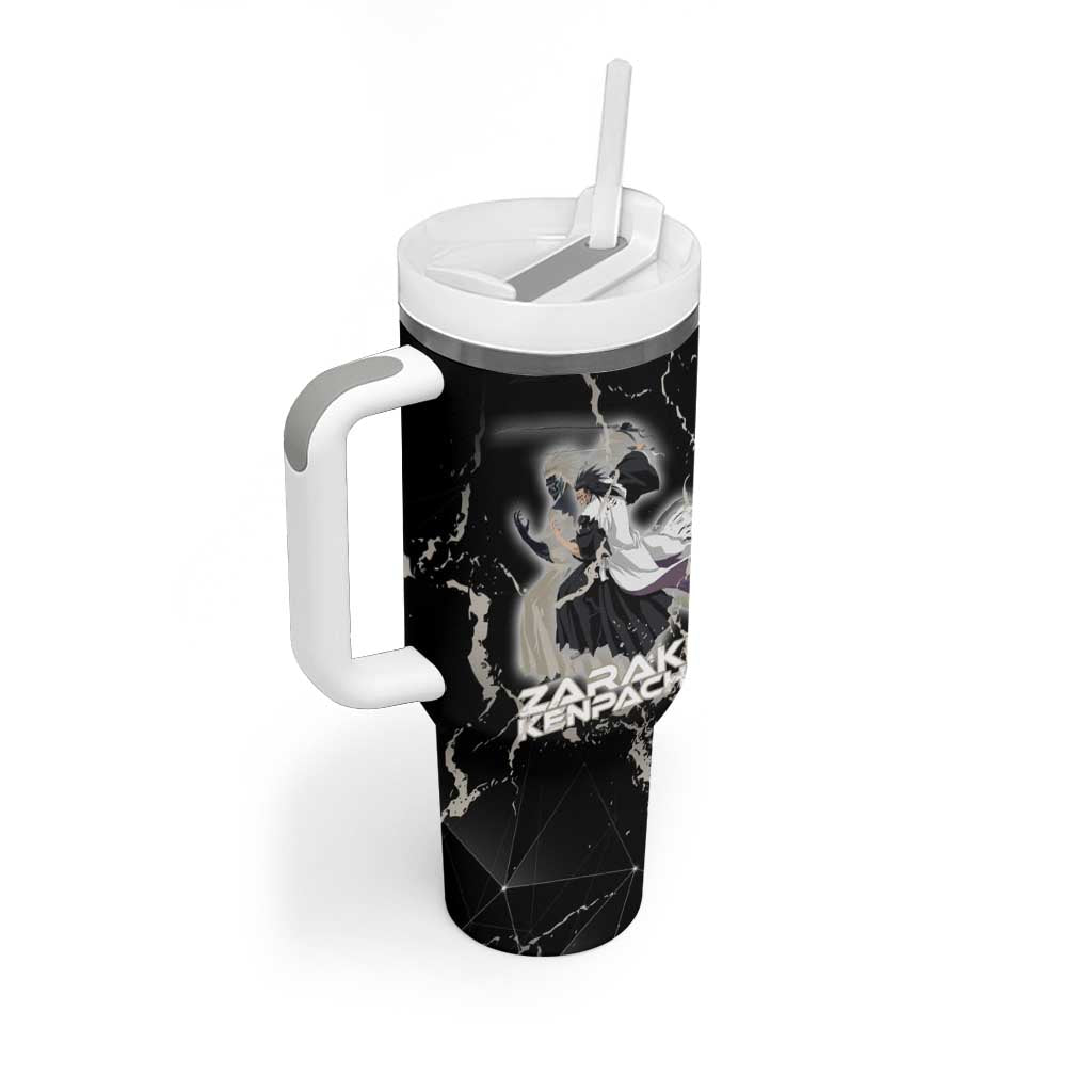 Zaraki Kenpachi Bleach Tumbler With Handle Dark Marble Anime Shatter Style