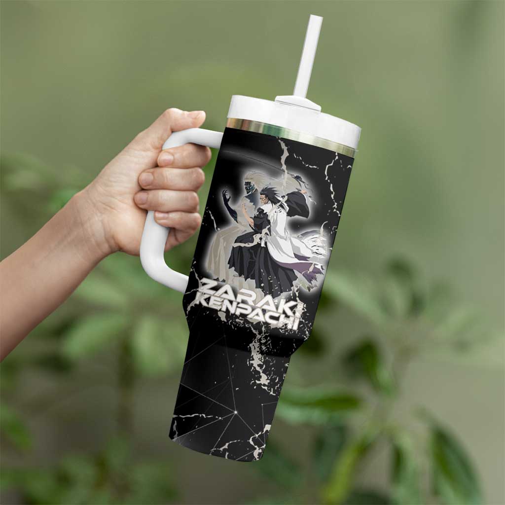 Zaraki Kenpachi Bleach Tumbler With Handle Dark Marble Anime Shatter Style
