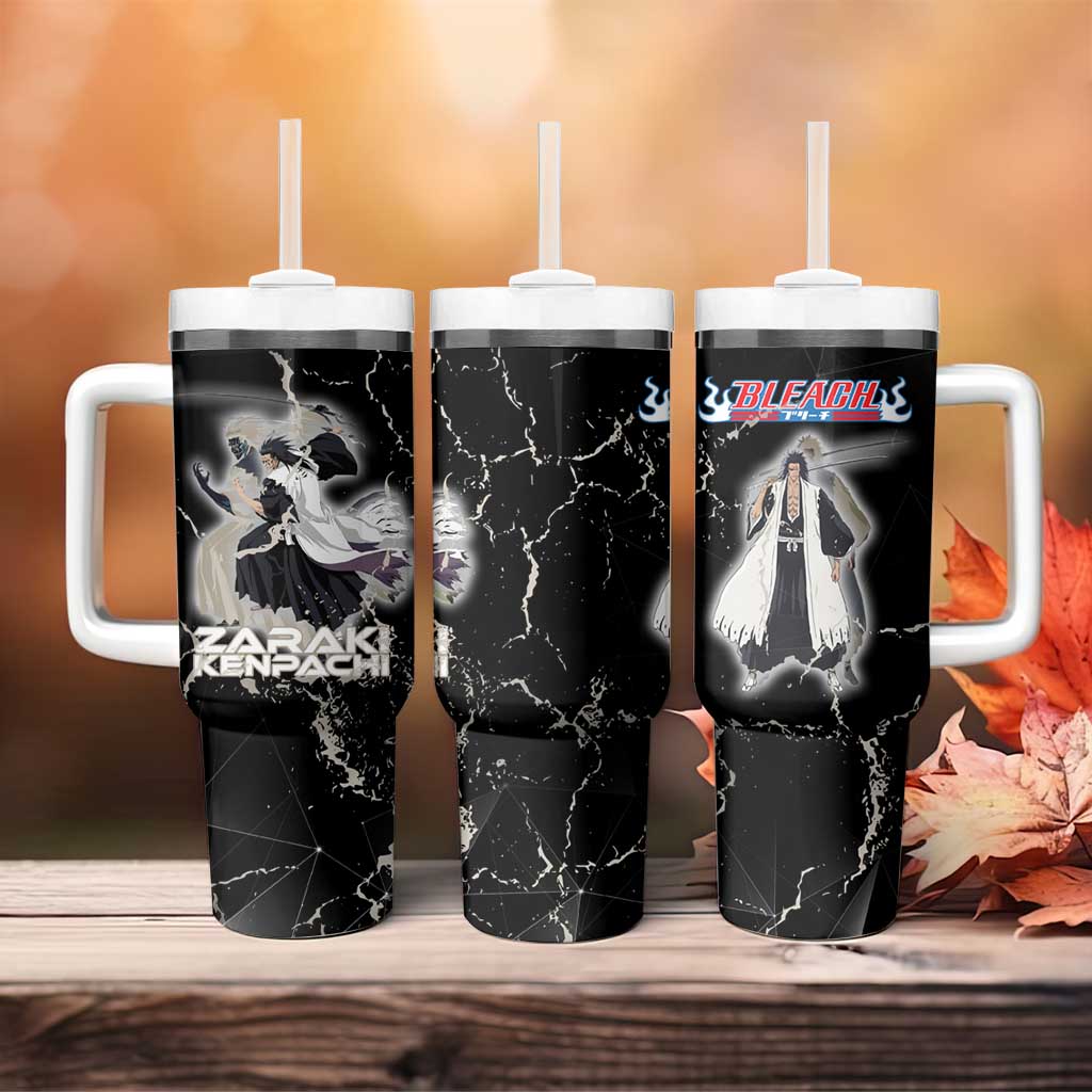 Zaraki Kenpachi Bleach Tumbler With Handle Dark Marble Anime Shatter Style