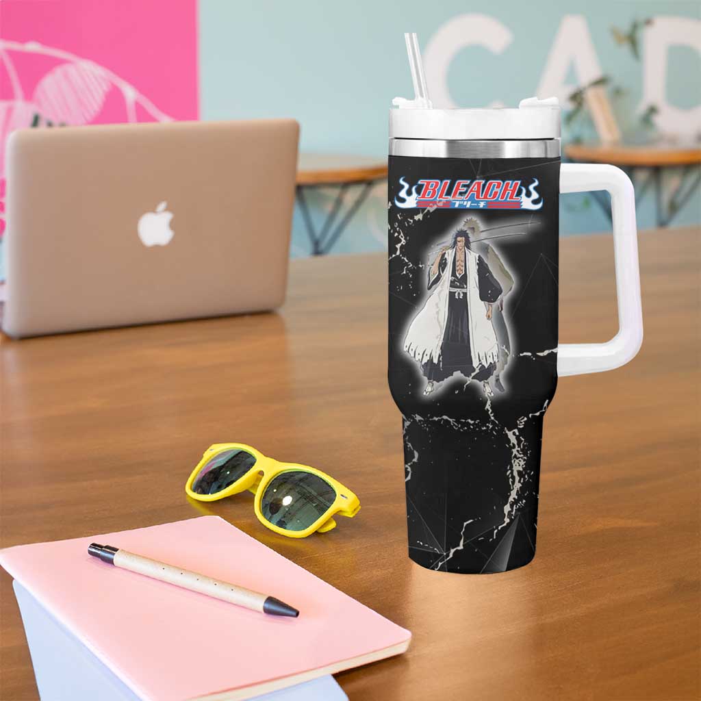 Zaraki Kenpachi Bleach Tumbler With Handle Dark Marble Anime Shatter Style
