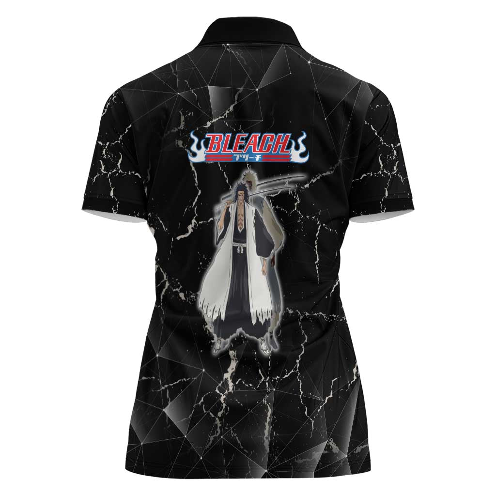 Zaraki Kenpachi Bleach Women Polo Shirt Dark Marble Anime Shatter Style