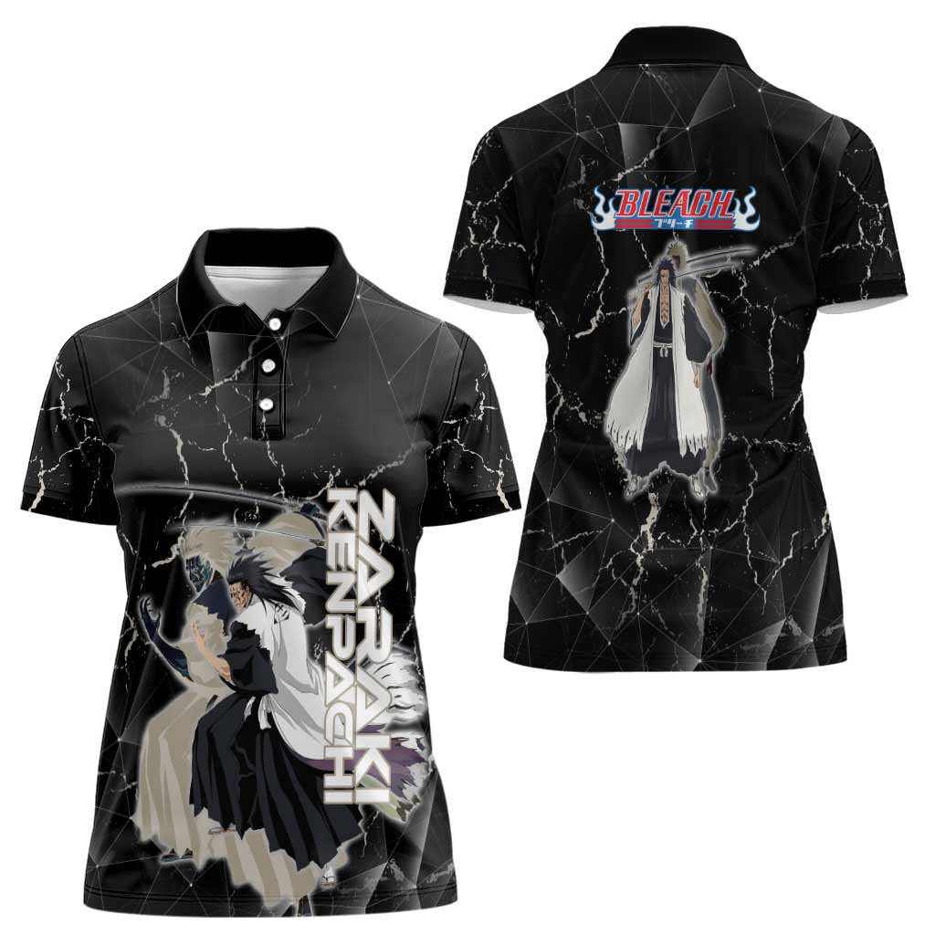 Zaraki Kenpachi Bleach Women Polo Shirt Dark Marble Anime Shatter Style