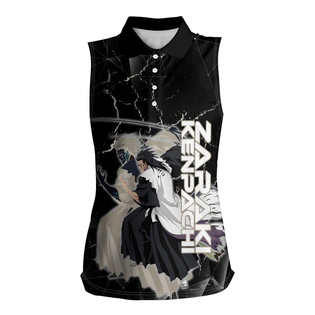 Zaraki Kenpachi Bleach Women Sleeveless Polo Shirt Dark Marble Anime Shatter Style