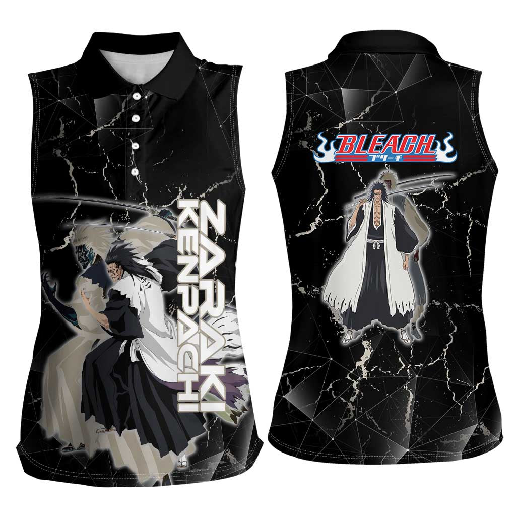 Zaraki Kenpachi Bleach Women Sleeveless Polo Shirt Dark Marble Anime Shatter Style