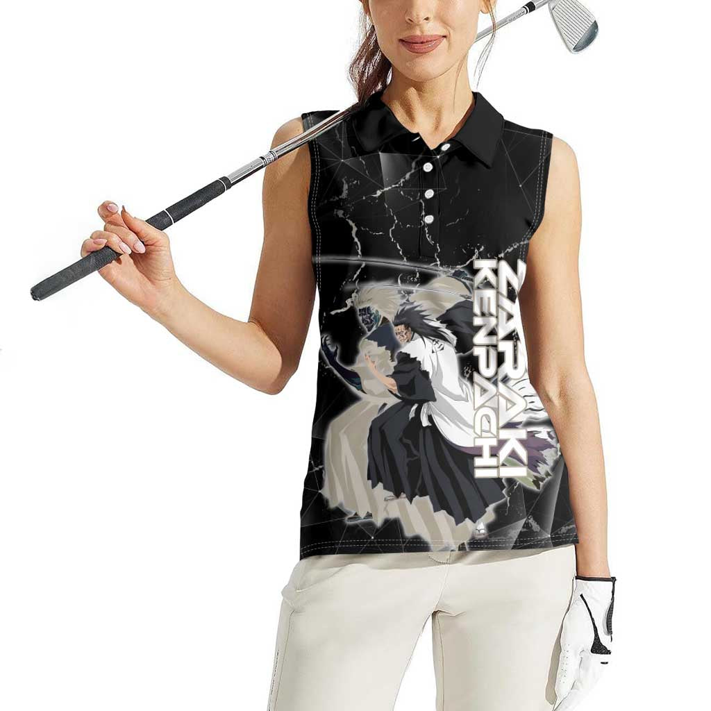 Zaraki Kenpachi Bleach Women Sleeveless Polo Shirt Dark Marble Anime Shatter Style