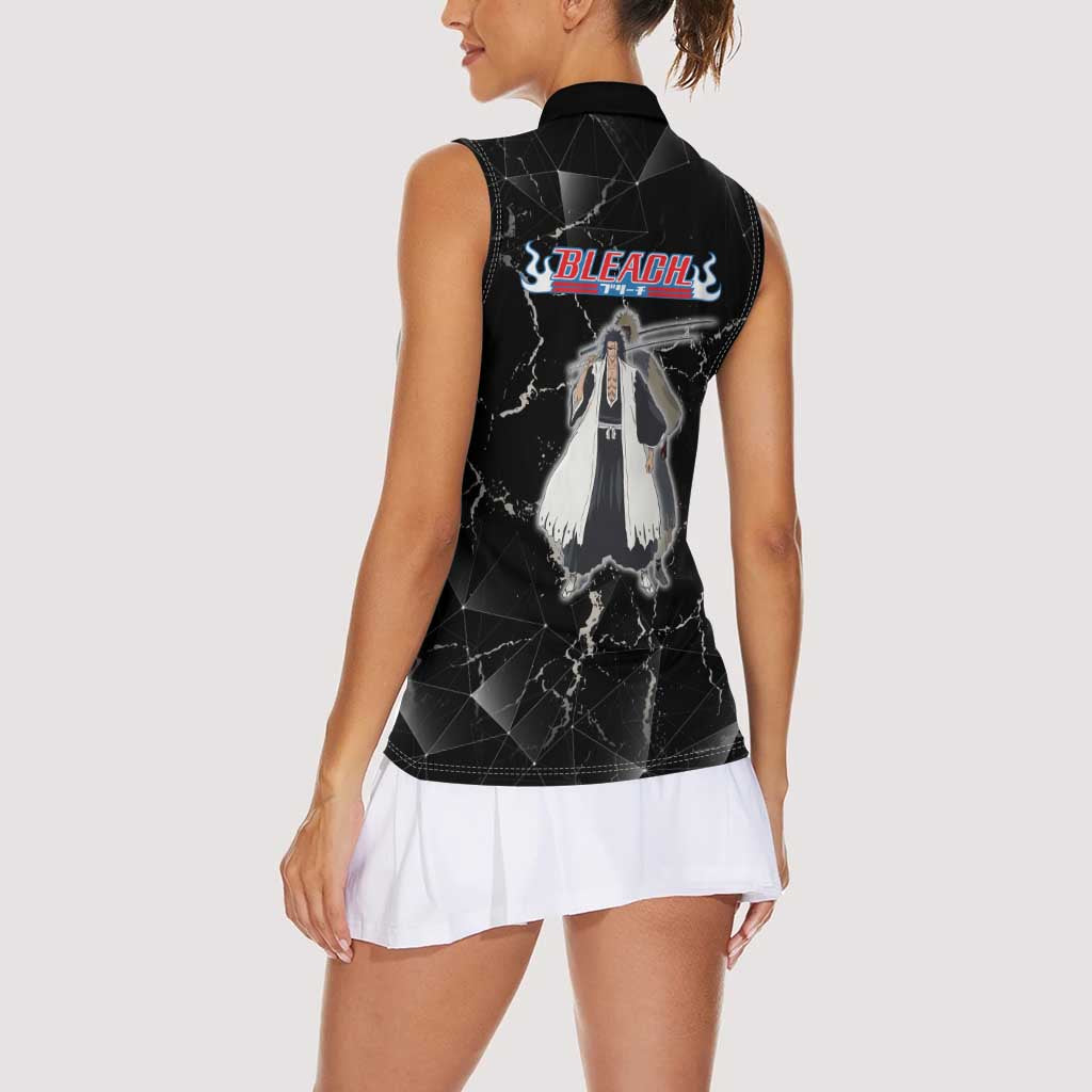 Zaraki Kenpachi Bleach Women Sleeveless Polo Shirt Dark Marble Anime Shatter Style