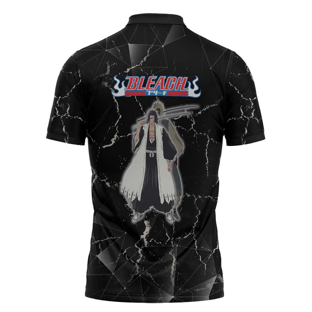 Zaraki Kenpachi Bleach Zipper Polo Shirt Dark Marble Anime Shatter Style