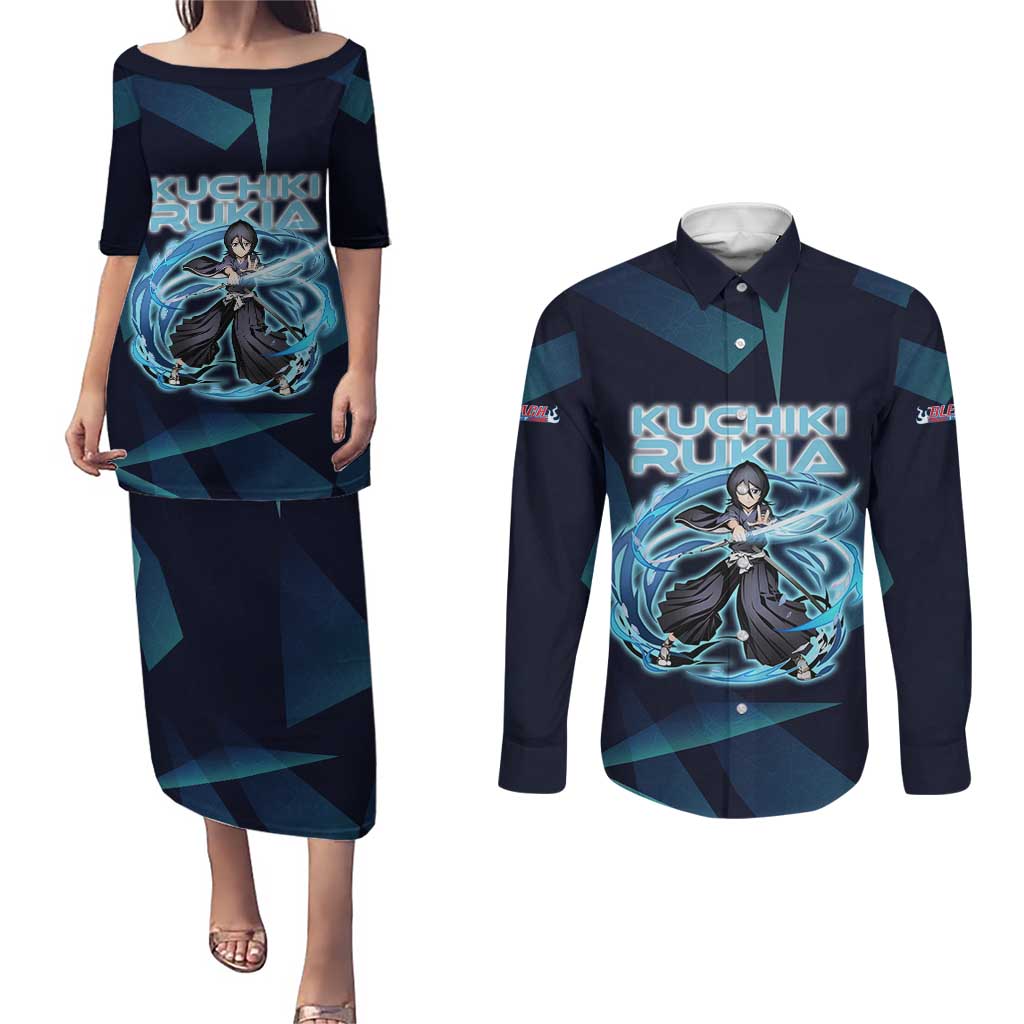 Kuchiki Rukia Bleach Couples Matching Puletasi and Long Sleeve Button Shirt Frost Aura Anime Energy Style
