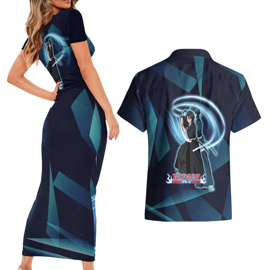 Kuchiki Rukia Bleach Couples Matching Short Sleeve Bodycon Dress and Hawaiian Shirt Frost Aura Anime Energy Style