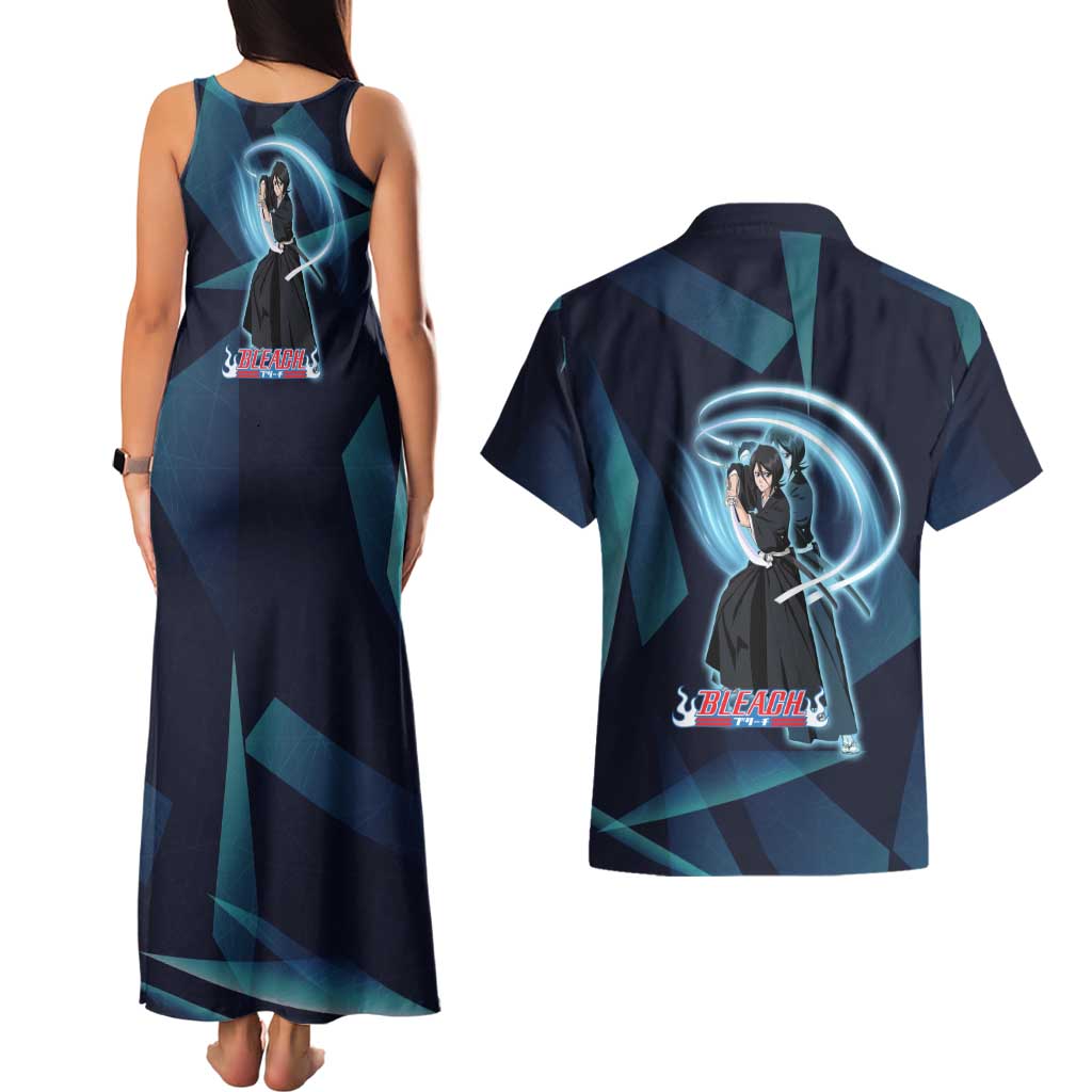 Kuchiki Rukia Bleach Couples Matching Tank Maxi Dress and Hawaiian Shirt Frost Aura Anime Energy Style