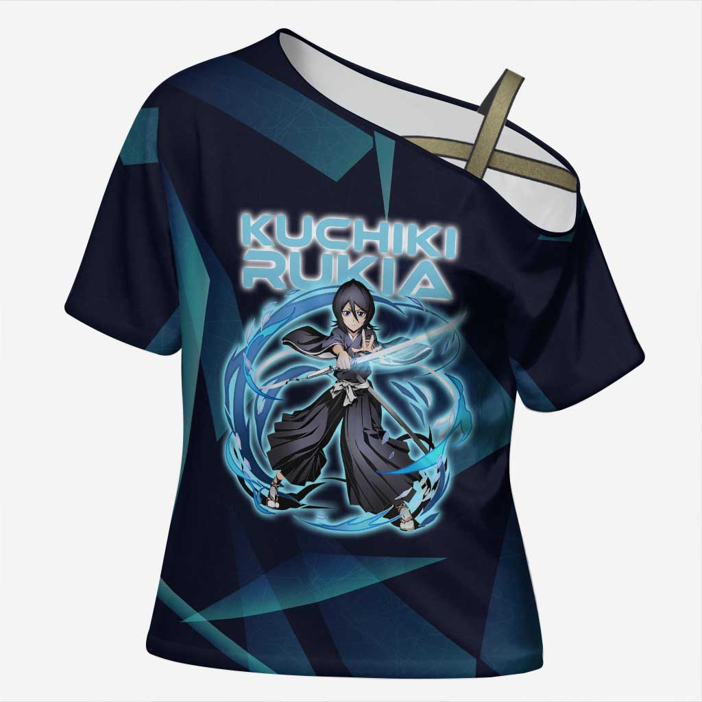 Kuchiki Rukia Bleach Cross Shoulder Shirt Frost Aura Anime Energy Style
