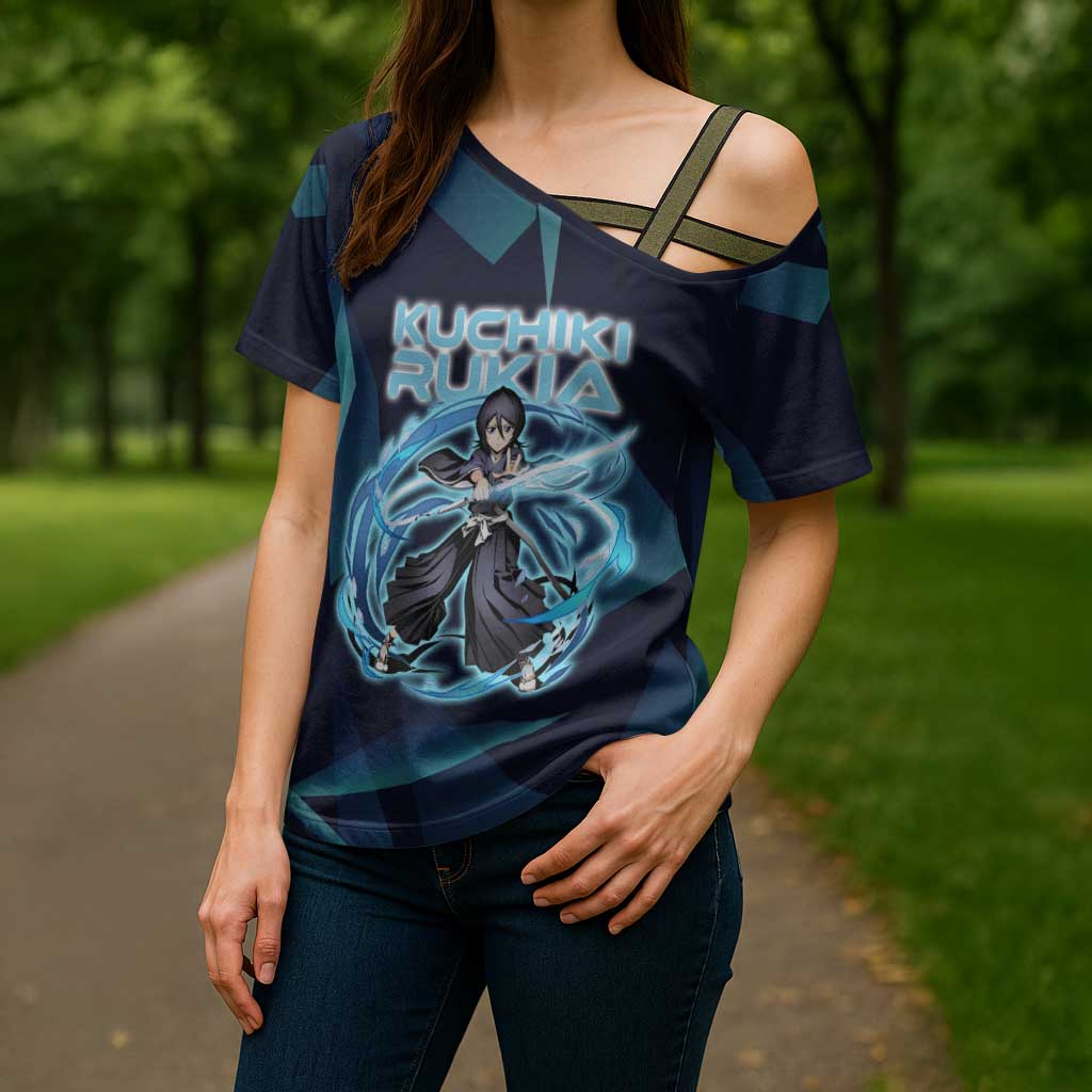 Kuchiki Rukia Bleach Cross Shoulder Shirt Frost Aura Anime Energy Style