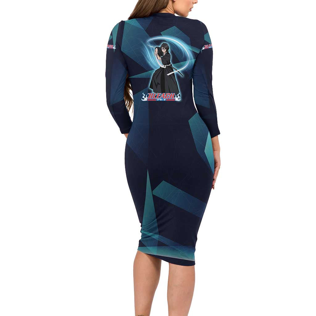 Kuchiki Rukia Bleach Family Matching Long Sleeve Bodycon Dress and Hawaiian Shirt Frost Aura Anime Energy Style
