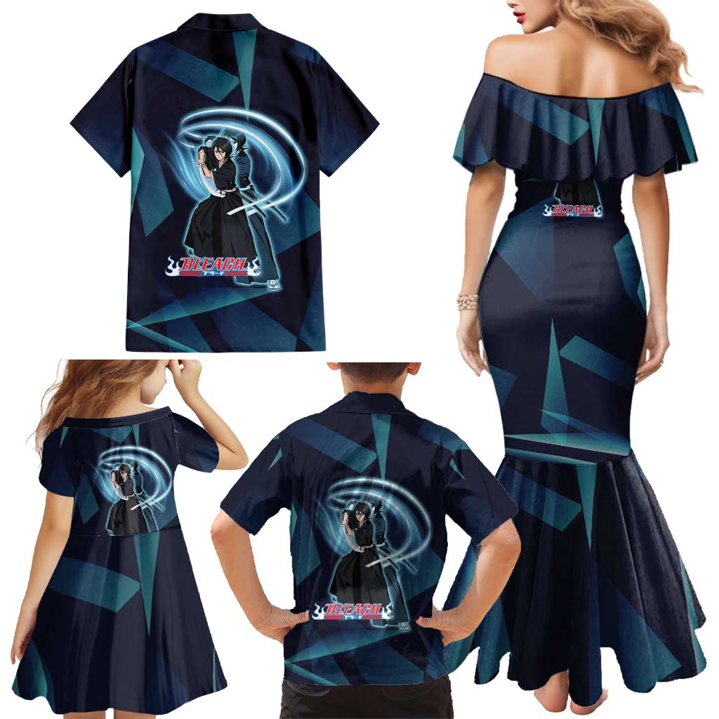 Kuchiki Rukia Bleach Family Matching Mermaid Dress and Hawaiian Shirt Frost Aura Anime Energy Style