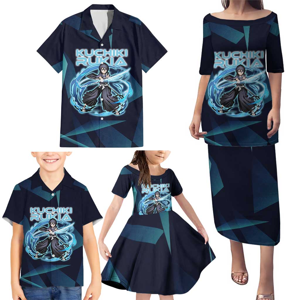 Kuchiki Rukia Bleach Family Matching Puletasi and Hawaiian Shirt Frost Aura Anime Energy Style