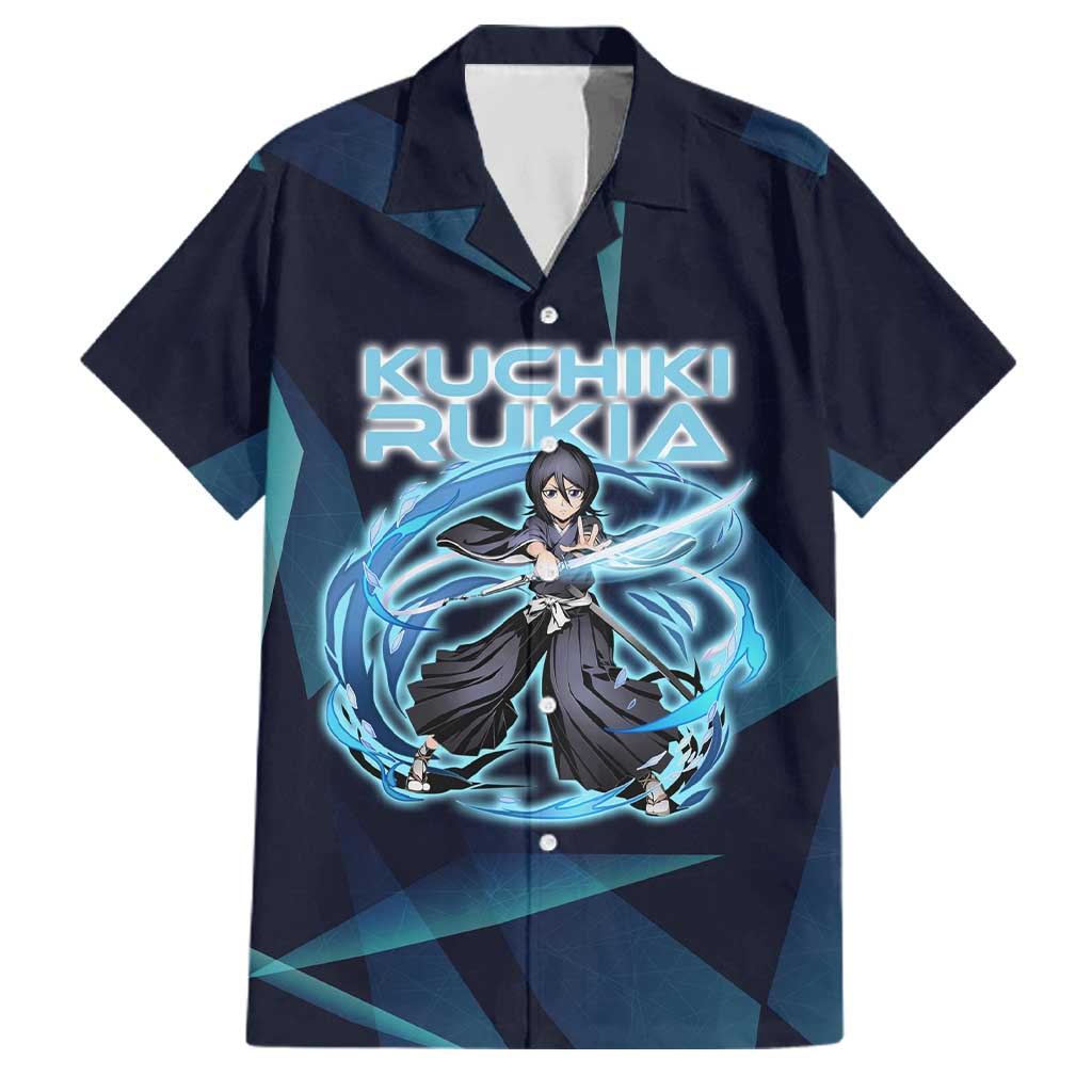 Kuchiki Rukia Bleach Family Matching Summer Maxi Dress and Hawaiian Shirt Frost Aura Anime Energy Style