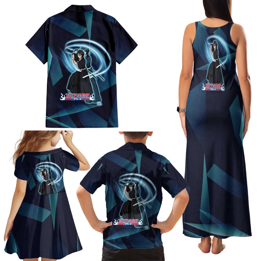 Kuchiki Rukia Bleach Family Matching Tank Maxi Dress and Hawaiian Shirt Frost Aura Anime Energy Style