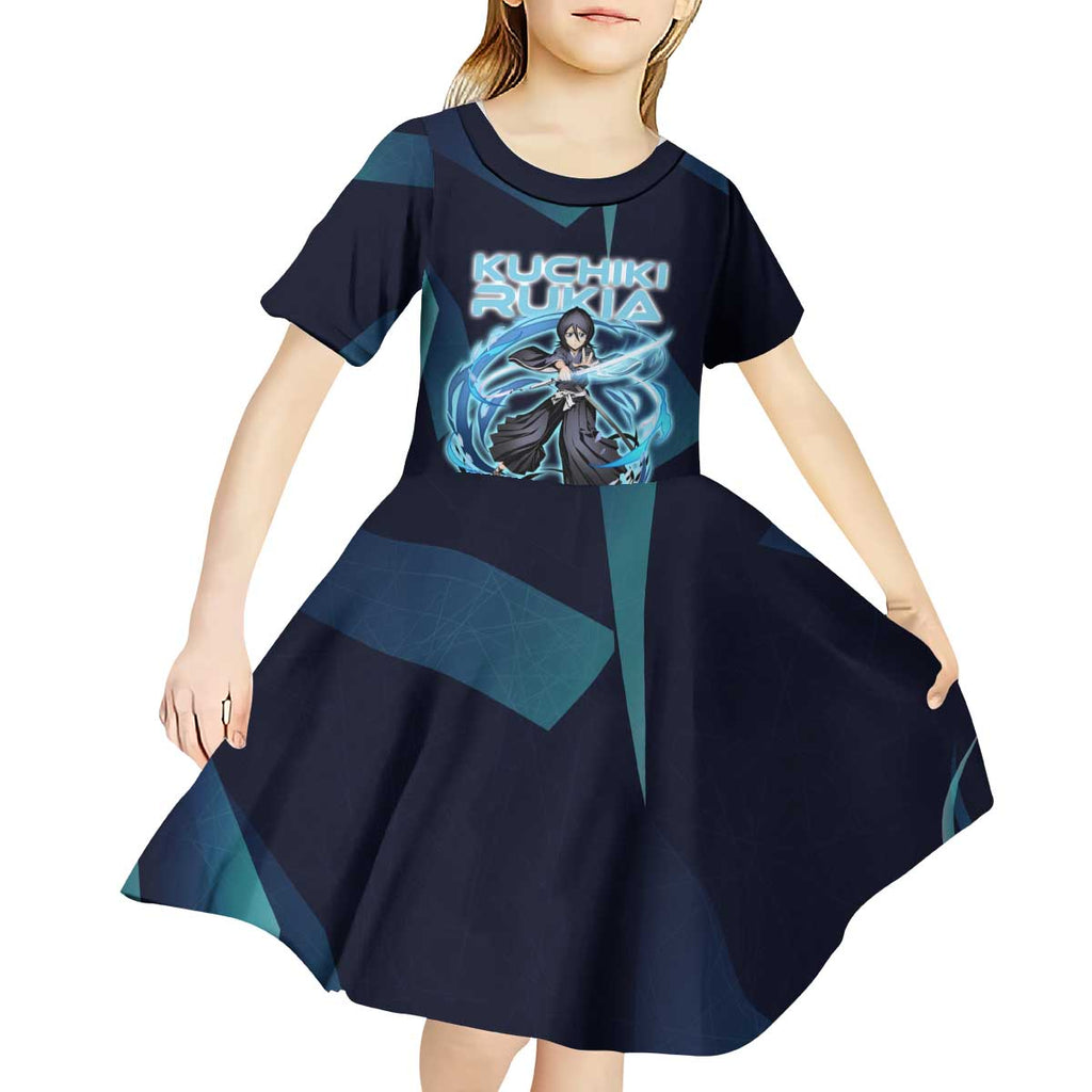 Kuchiki Rukia Bleach Kid Short Sleeve Dress Frost Aura Anime Energy Style