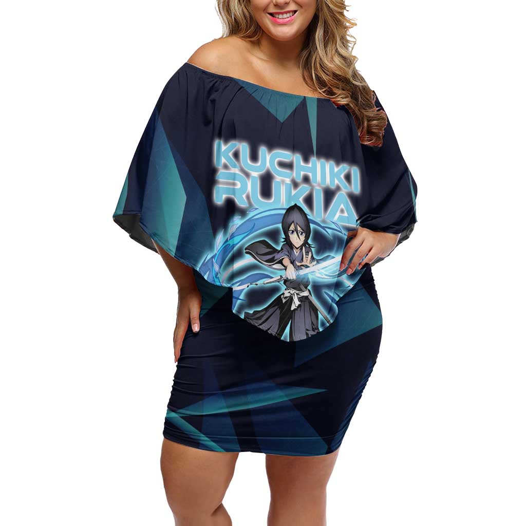 Kuchiki Rukia Bleach Off Shoulder Short Dress Frost Aura Anime Energy Style