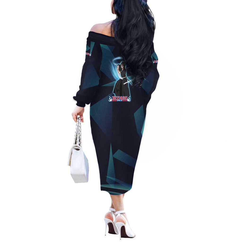 Kuchiki Rukia Bleach Off The Shoulder Long Sleeve Dress Frost Aura Anime Energy Style