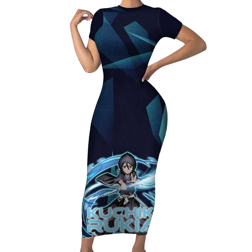 Kuchiki Rukia Bleach Short Sleeve Bodycon Dress Frost Aura Anime Energy Style