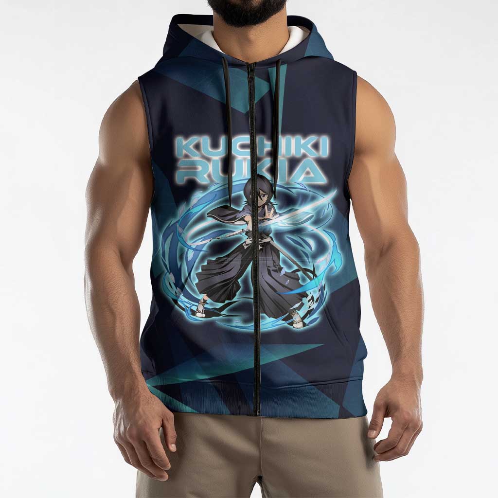 Kuchiki Rukia Bleach Sleeveless Zip Hoodie Frost Aura Anime Energy Style