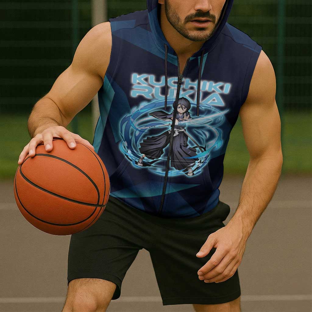 Kuchiki Rukia Bleach Sleeveless Zip Hoodie Frost Aura Anime Energy Style