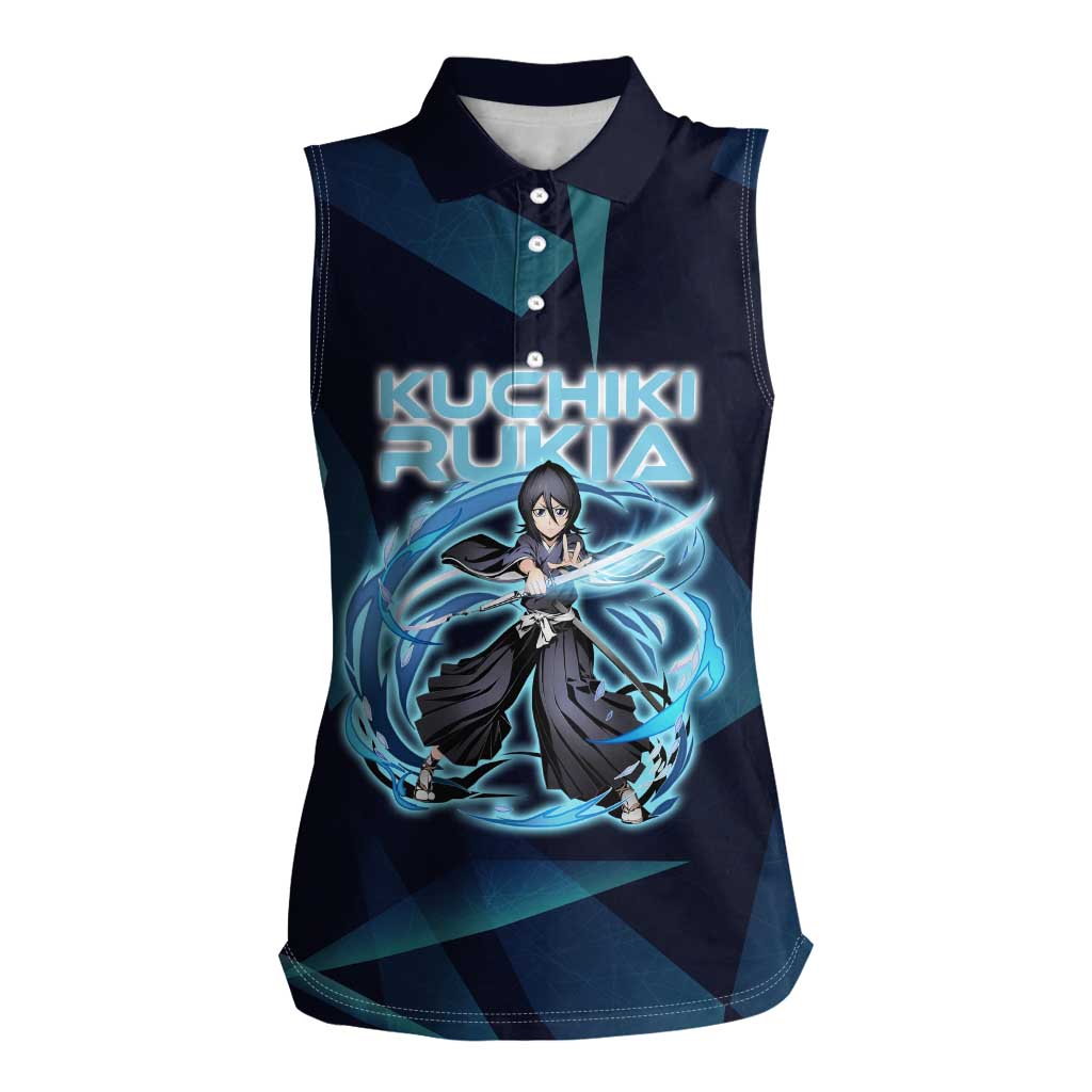 Kuchiki Rukia Bleach Women Sleeveless Polo Shirt Frost Aura Anime Energy Style