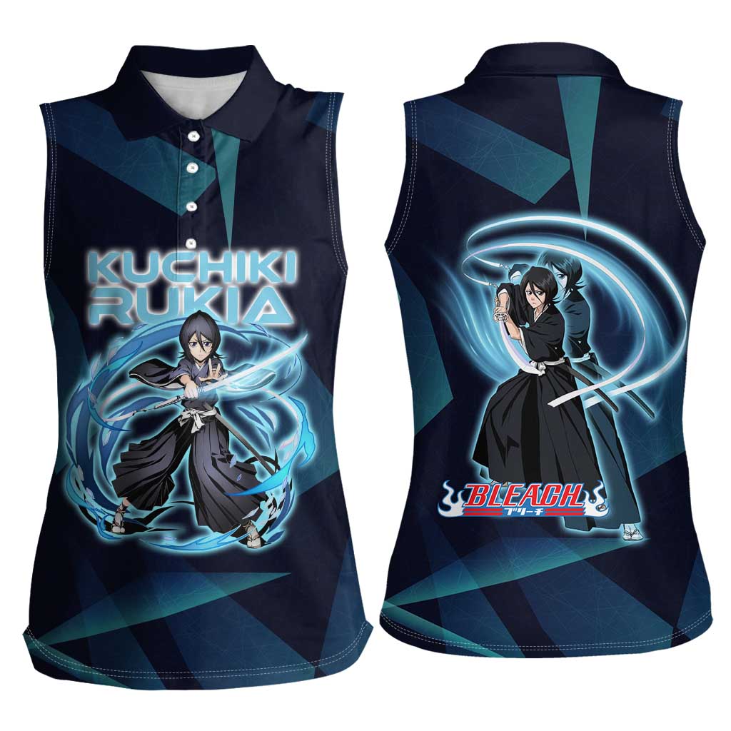 Kuchiki Rukia Bleach Women Sleeveless Polo Shirt Frost Aura Anime Energy Style