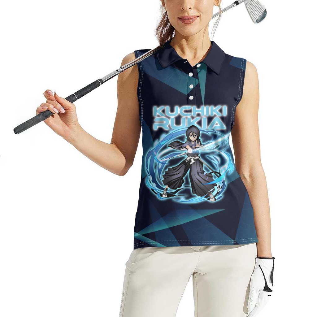 Kuchiki Rukia Bleach Women Sleeveless Polo Shirt Frost Aura Anime Energy Style