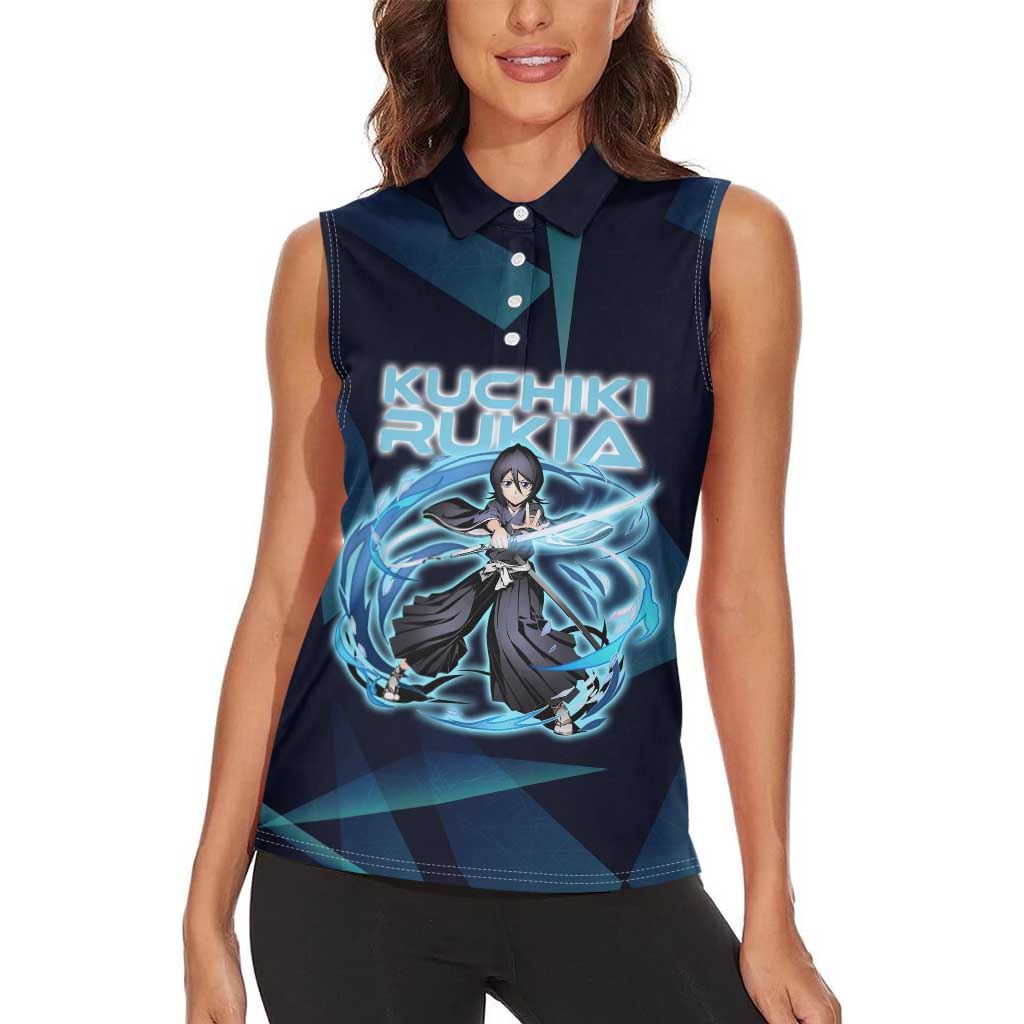 Kuchiki Rukia Bleach Women Sleeveless Polo Shirt Frost Aura Anime Energy Style