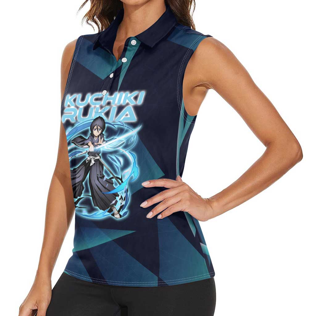 Kuchiki Rukia Bleach Women Sleeveless Polo Shirt Frost Aura Anime Energy Style