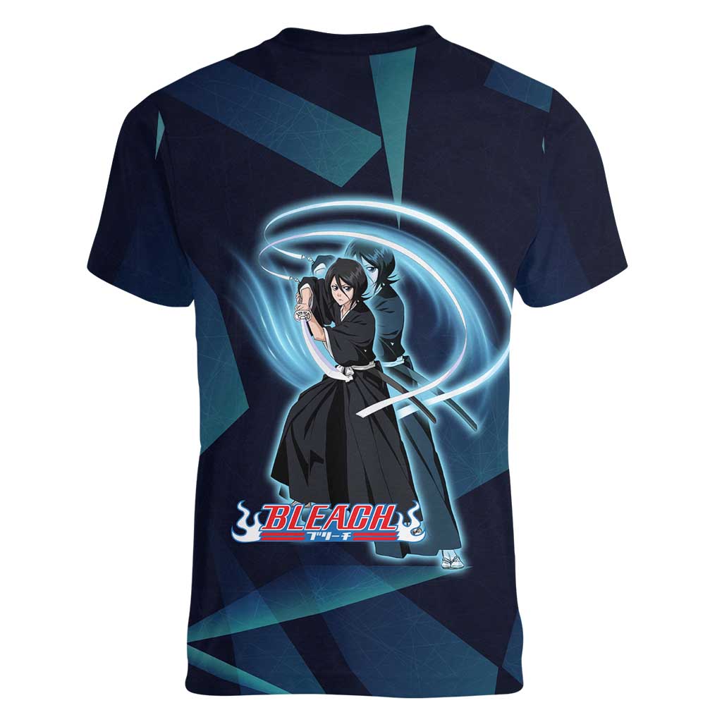 Kuchiki Rukia Bleach Women V-Neck T-Shirt Frost Aura Anime Energy Style